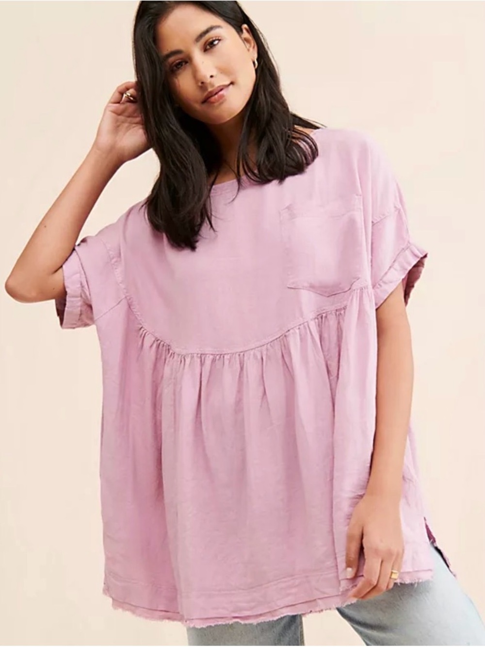 We The Free pink Peplum Tunic Top